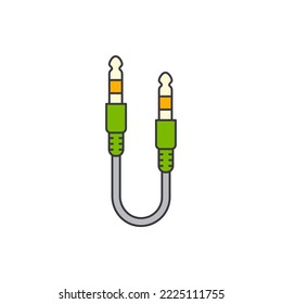 Icono de cable de jack de audio en color, aislado en fondo blanco 