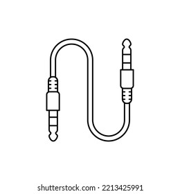 Icono de cable de jack de audio en icono de estilo de línea, aislado en fondo blanco