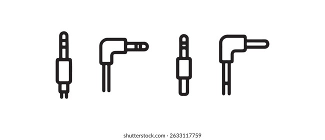 Audio jack cable icon set vector