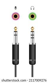 Audiokabel mit Mikrofon und Kopfhöreranschluss, Vektorgrafik