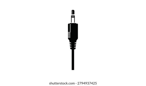 Audio Jack Connector Silhouette A Black Flat Vector Illustration