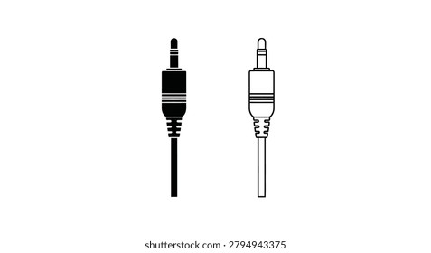 Audio Jack Connectors Black And White Silhouette