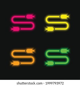 Audio Jack icono de vector de neón brillante de cuatro colores