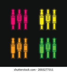 Audio Jack icono de vector de neón brillante de cuatro colores