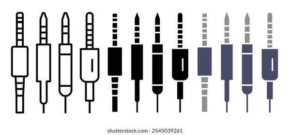 Audio jack icon in black and colored versions.