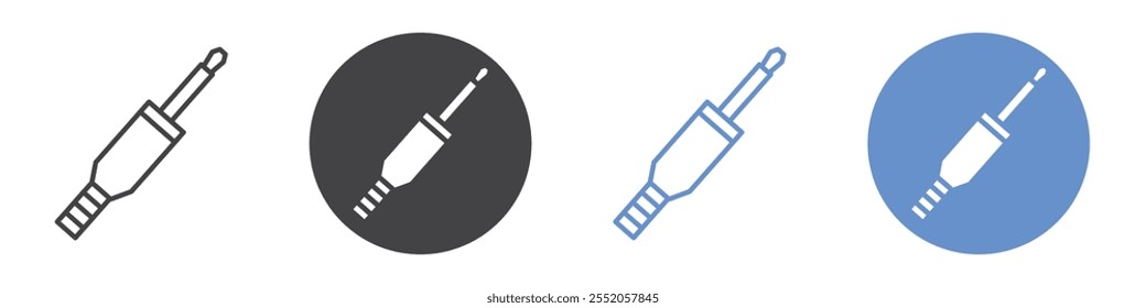 Conjunto de símbolos de línea plana de icono de conector de audio.