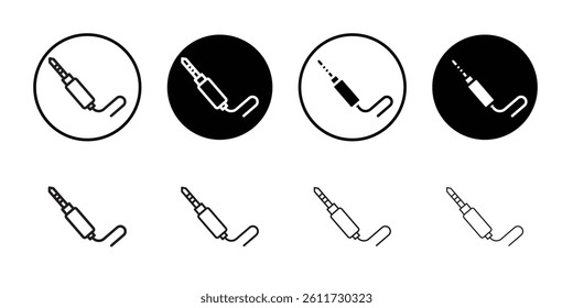 Audio jack icon Flat simple outline set