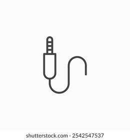 Audio jack icon in solid black and white color