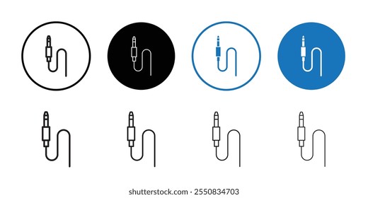 Icono de conector de audio Ilustración plana de línea delgada