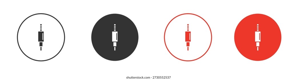 Icono del enchufe de audio para ui o ux aislado en blanco para el App móvil, editable