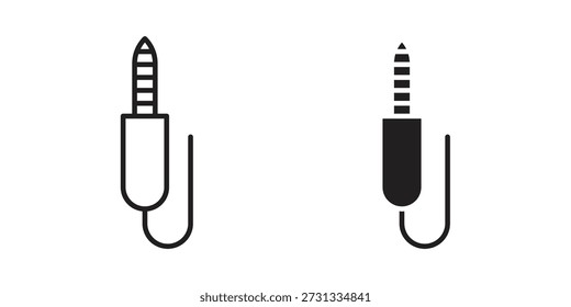 Audio-Jack-Symbole auf weißem Hintergrund. Zeilenvektorzeichen, Symbol für Web und Mobil