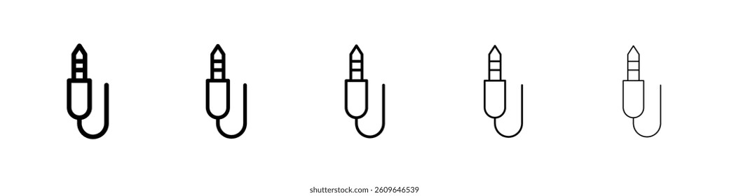Audio jack icons vectors set in different stroke lines
