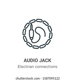 Audio jack outline vector icon. Thin line black audio jack icon, flat vector simple element illustration from editable electrian connections concept isolated on white background