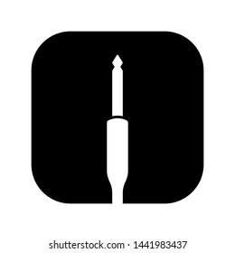 Audio jack in square object icon. audio plug icon. recording tool symbol.