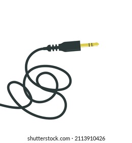 audio jack with tangled cable vector illustration design template web