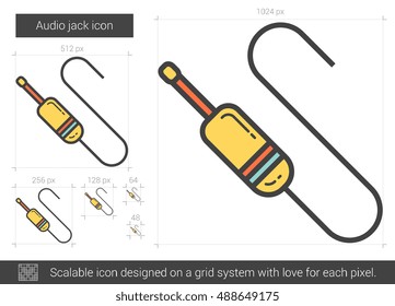 Audio jack vector line icon isolated on white background. Audio jack line icon for infographic, website or app. Scalable icon designed on a grid system.