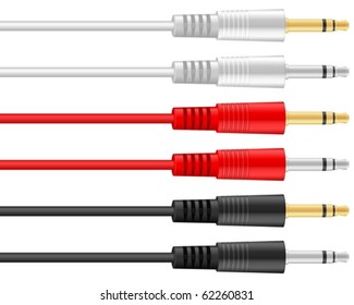 Audio jacks on a white background. Vector illustration.
