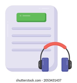 Audio learning in flat style icon, editable vector