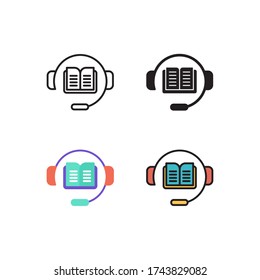 audio learning icon vector with different style designs. Isolated on white background.
