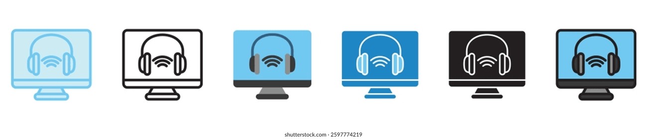 Audio Lecture multi style icon set. use for modern concept, print, UI, UX kit, web and app development. Vector EPS 10, related to digital education, digital learning