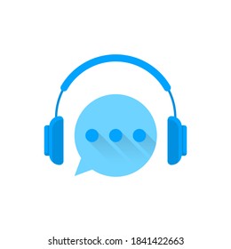 audio lessons, hotline customer advice, call center help, flat design icon, sign, symbol, logo vector illustration eps10