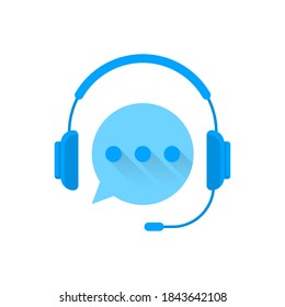 Audio-Unterricht, Hotline-Kundenberatung, Call Center-Hilfe, flaches Design-Symbol, Zeichen, Symbol, Logo, Vektorgrafik eps10