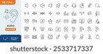 Audio Line Editable Icons set. Audio icons Pixel perfect.	

