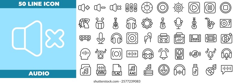 Audio Line Editable Icons set. Vector illustration in modern thin line style of audio icons: audio, music, ear, etc