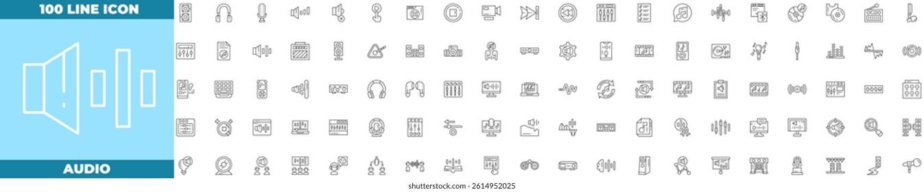 Audio Line Editable Icons set. Vector illustration in modern thin line style of audio icons: music, radio, voice, etc