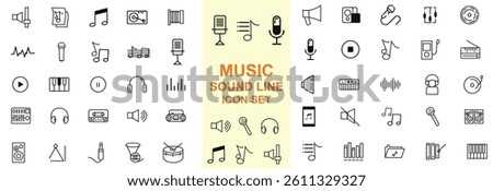 Audio Line Editable Icons set. Audio icons Pixel perfect.