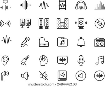 Diseño de Vector de iconos de línea de audio