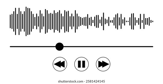 Audio Line Playing Music. Audio cassette vector. Podcast Audio Waves.