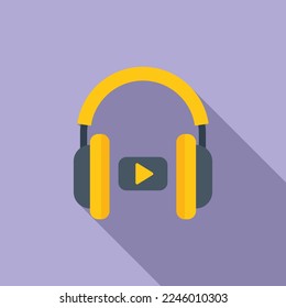 Audio listen headphones icon flat vector. Class study. Education college