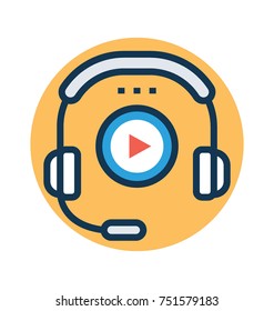 
Audio listening flat vector icon 
