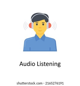 Audio Listening vector flat icon for web isolated on white background EPS 10 file
