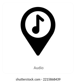 Concepto de icono de audio y ubicación