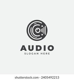 audio logo design, in monochrome, flat style, black and white
