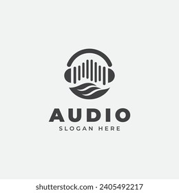 audio logo design, in monochrome, flat style, black and white