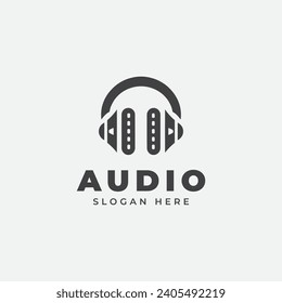 audio logo design, in monochrome, flat style, black and white