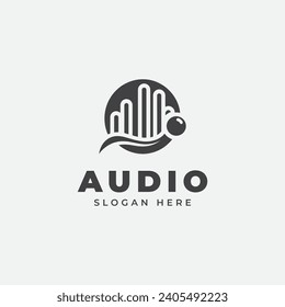 audio logo design, in monochrome, flat style, black and white