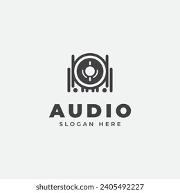 audio logo design, in monochrome, flat style, black and white