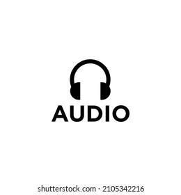 audio logo design, music logotype, headphone illustration for entertainment