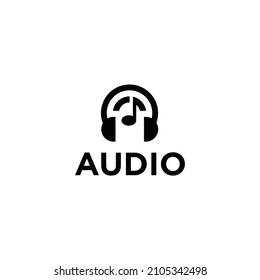 diseño de logotipo de audio, logotipo de música, ilustración de auriculares para entretenimiento