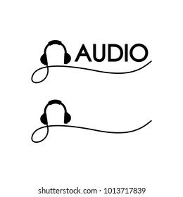 Audio logo template, headset icon. Headphone icon.