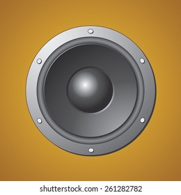 Audio Loud Speaker on Brown Background. Vector Illustration
