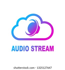 Audio loudspeaker in cloud isolated on white background. Color Vector illustration. EPS 10