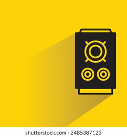 audio loudspeaker icon with shadow on yellow background