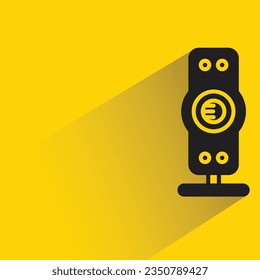 audio loudspeaker with shadow on yellow background