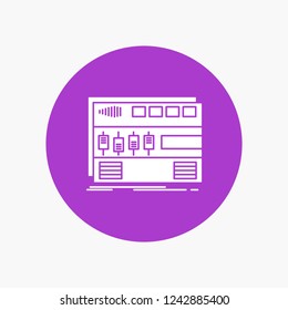 Audio, mastering, module, rackmount, sound White Glyph Icon in Circle. Vector Button illustration