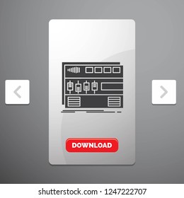 Audio, mastering, module, rackmount, sound Glyph Icon in Carousal Pagination Slider Design & Red Download Button